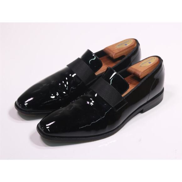 Hugo Boss Black Patent Leather Tuxedo Formal Loafers Grosgrain Band Men's US 7 - Picture 2 of 12